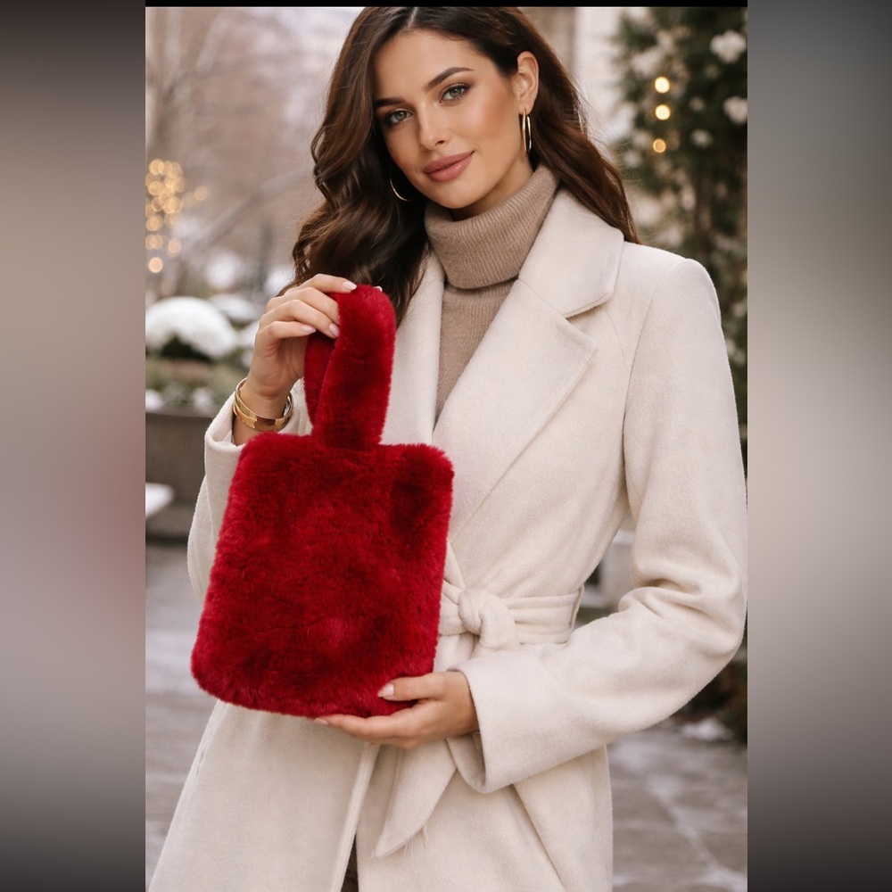 Plush Red Faux Fur Handbag